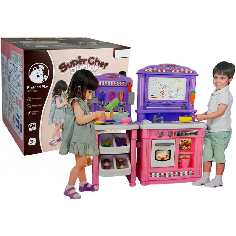 Kuchyňa s vodovodným kohútikom a príslušenstvom - ružovo-fialová